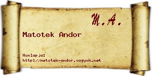 Matotek Andor névjegykártya
